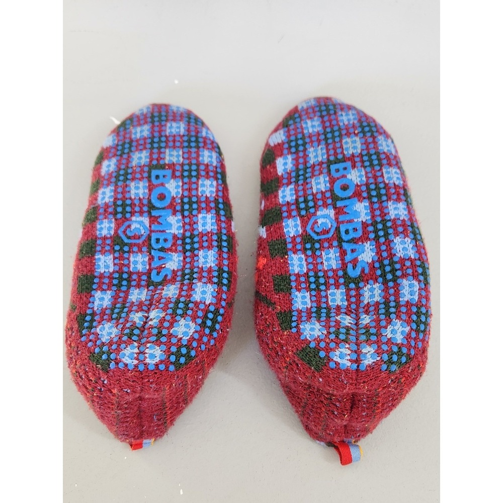 Bombas Gripper Slipper Socks Unisex Small Red Fair Isle Sherpa Lined Gorpcore - Picture 6 of 6